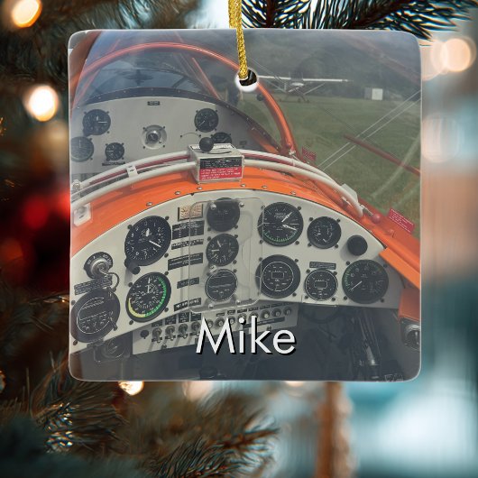 Pilot Airplane cockpit photo Aviation Christmas Keramisch Ornament