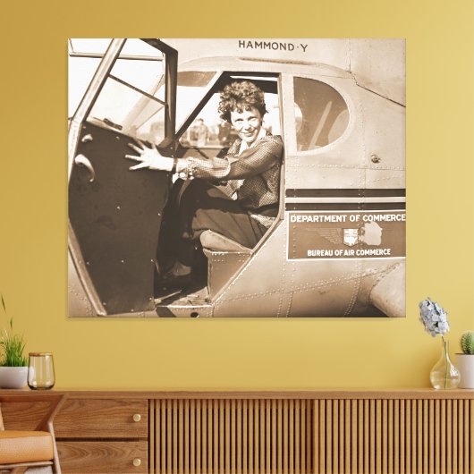 Pilot Amelia Earhart 1936 Canvas Afdruk (Insitu (Woonkamer))