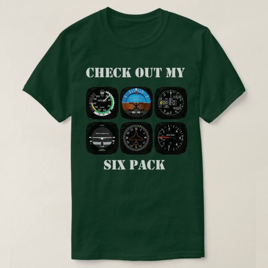 Pilot Aviation Check Out My Six Pack Flying Airpla T-shirt (Design voorkant)