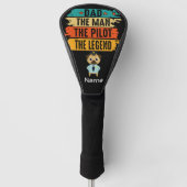 Pilot Aviation Industry Dad Man Legend met naam Golfheadcover (Voorkant)