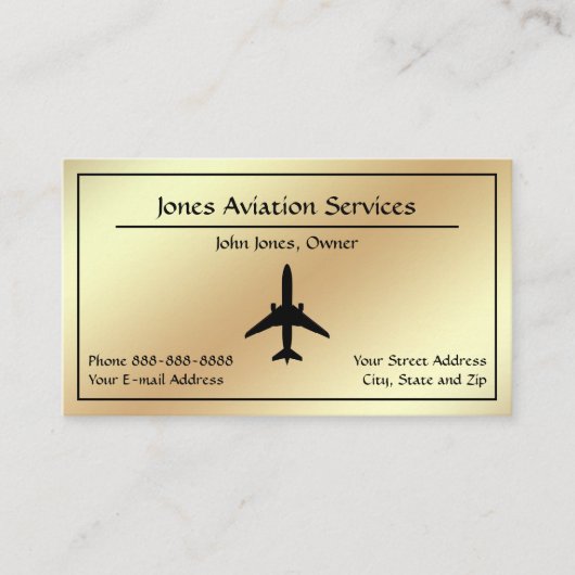 Pilot Aviation Service Jet Plane Business Card Visitekaartje (Voorkant)