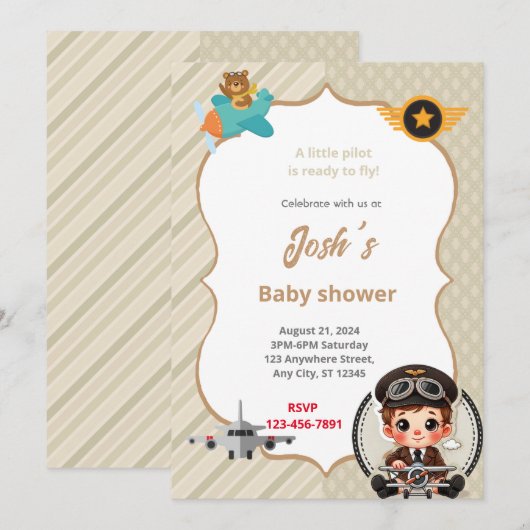 Pilot-Baby shower Kaart (Voorkant / Achterkant)