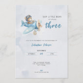 Pilot Bear Airplane 3rd Birthday Party Invitation Kaart (Voorkant)