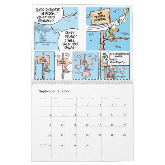 Pilot Cartoon luchtvaartkalender Kalender (Sep 2027)