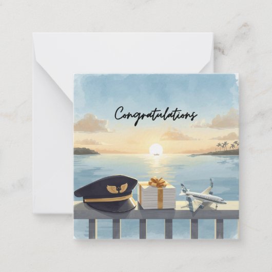 Pilot Congratulations Note Card – Elegant Aviation Notitiekaartje (Voorkant)