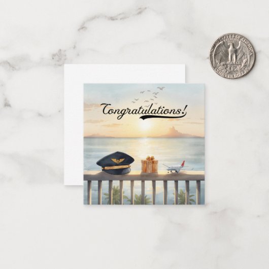 Pilot Congratulations Note Card – Elegant Aviation Notitiekaartje (Voorkant / Achterkant in situ)