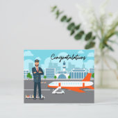 Pilot Congratulations with airport Background Briefkaart (Staand voorkant)
