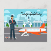 Pilot Congratulations with airport Background Briefkaart (Voorkant)