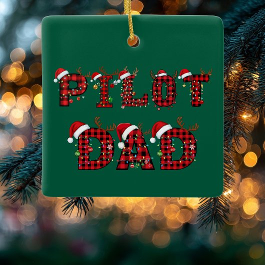 Pilot Dad Christmas Letters Lights Ornaments Funny Keramisch Ornament