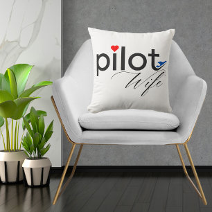 Pilot Echtgenote Typografie, Eenvoudig, Gepersonal Kussen