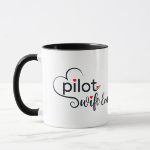 Pilot-echtgenote typografie & vliegtuig eenvoudig, mok