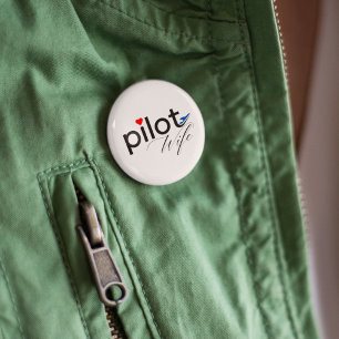 Pilot Echtgenote Typografie & Vliegtuig Eenvoudig, Ronde Button 3,2 Cm