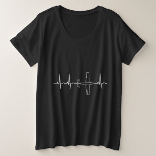 Pilot Flying Sky Heart Gift Grote Maat T-shirt