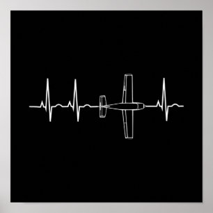 Pilot Flying Sky Heart Gift Poster