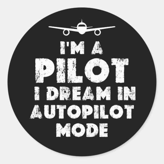 Pilot Funny Ronde Sticker (Voorkant)