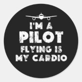 Pilot Funny Ronde Sticker (Voorkant)