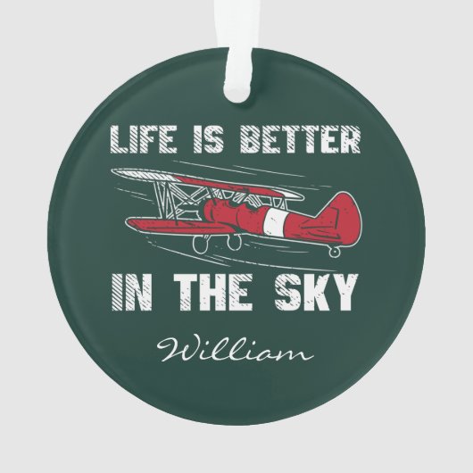 Pilot Gag Life is beter in Skies Kerstmis Ornament (achterkant)
