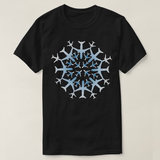 Pilot Gift Sneeuwvlok Vliegtuigen Kerstmis Sneeuw T-shirt (Design voorkant)