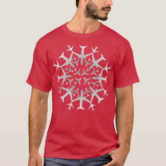 Pilot Gift Snowflake Airplanes Christmas Snow Avia T-shirt