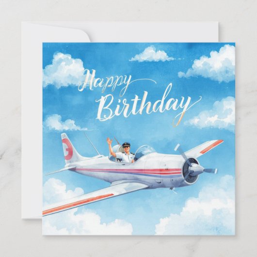 Pilot Happy Birthday on the airplane (Voorkant)