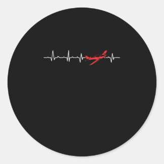 Pilot Heartbeat Aviator Flight Engineers Airplane  Ronde Sticker