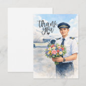 Pilot holds flowers on the runway  bedankkaart (Voorkant / Achterkant)