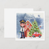 Pilot Holiday Flight Home: Kerstscène van de piloo Feestdagenkaart (Voorkant / Achterkant)