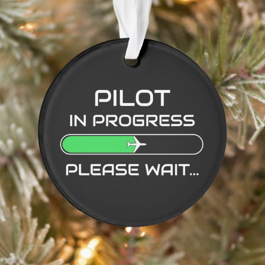 PIlot in Progress Funny Aviation Flight School Ornament (Boom)