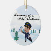 Pilot in Uniform met Kerstmis thema Keramisch Ornament (Rechts)
