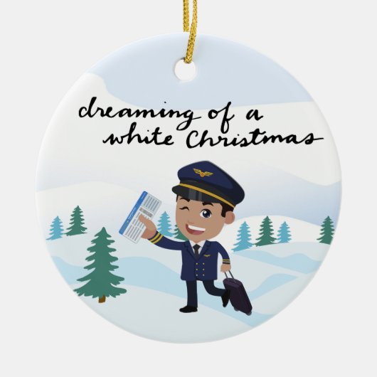Pilot in Uniform met Kerstmis thema Keramisch Ornament (Voorkant)