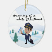 Pilot in Uniform met Kerstmis thema Keramisch Ornament (Links)