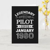 Pilot January 1980 40th Birthday Gift Kaart (Gele Bloem)