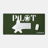 Pilot Jet Fighter Vliegtuig Militair Groen Custom Bureaumat (Keyboard & Muis)