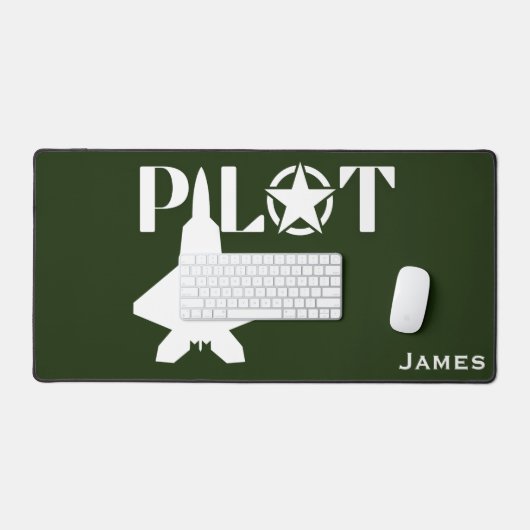 Pilot Jet Fighter Vliegtuig Militair Groen Custom Bureaumat (Keyboard & Muis)