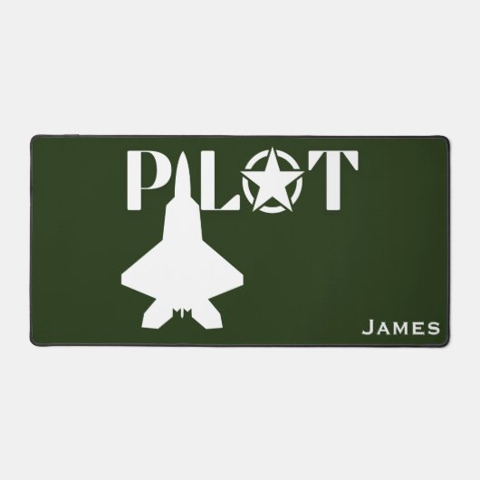 Pilot Jet Fighter Vliegtuig Militair Groen Custom Bureaumat (Voorkant)