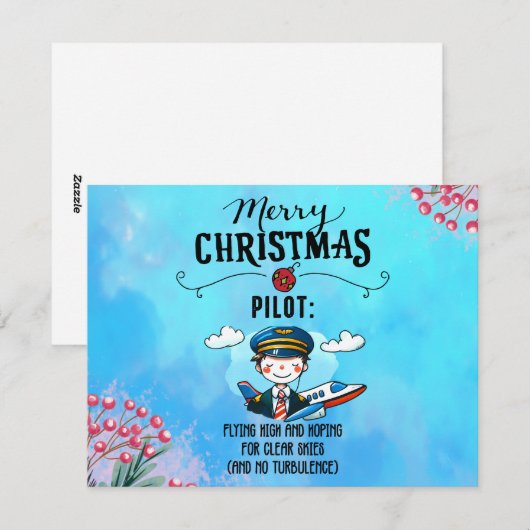 Pilot kerst thema feestdagenkaart (Voorkant / Achterkant)