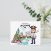 Pilot kerst thema feestdagenkaart (Staand voorkant)