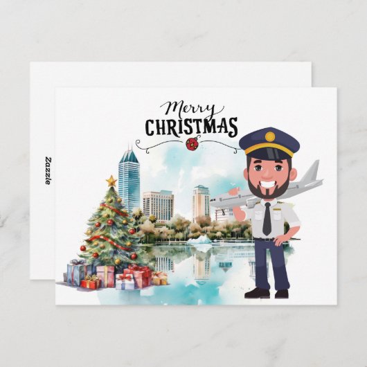 Pilot kerst thema feestdagenkaart (Voorkant / Achterkant)