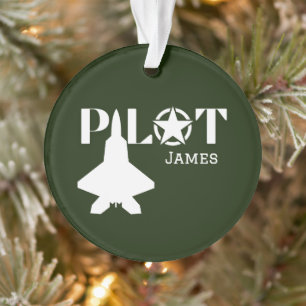 Pilot Lettertype & Militair vliegtuig, Minimalisti Ornament