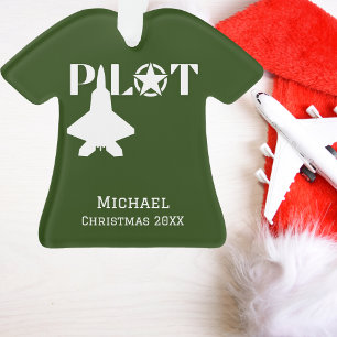 Pilot Lettertype & Militair vliegtuig, Minimalisti Ornament