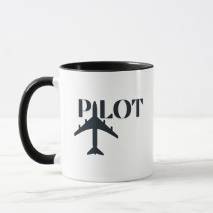 Pilot Lettertype & Vliegtuig,Eenvoudig,Minimalisti Mok