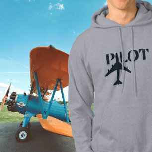 Pilot Lettertype & Vliegtuig, Minimalistisch, Eenv Hoodie