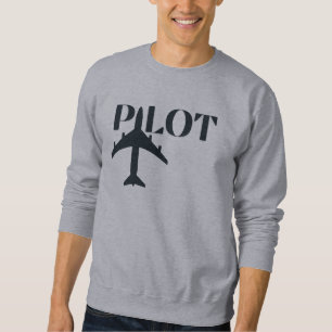 Pilot Lettertype & Vliegtuig, Minimalistisch, Eenv Trui