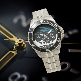 Pilot Life Typografie & Vliegtuigbergen Zonsonderg Horloge