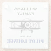 Pilot Lounge & Cool Airplane Aviation Gepersonalis Glazen Onderzetter (Achterkant)