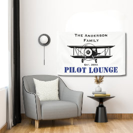 Pilot Lounge Cool Airplane Aviation Gepersonalisee Spandoek