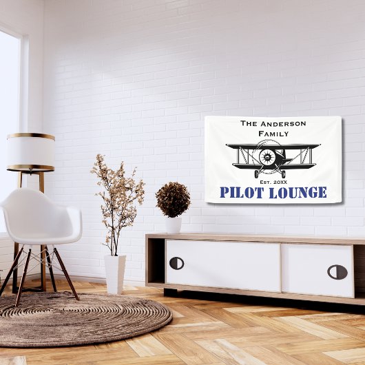 Pilot Lounge Cool Airplane Aviation Gepersonalisee Spandoek