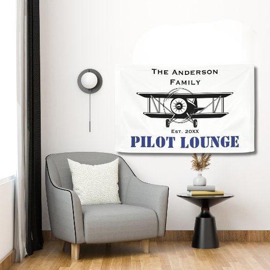 Pilot Lounge Cool Airplane Aviation Gepersonalisee Spandoek
