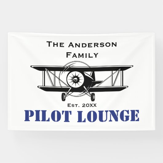 Pilot Lounge Cool Airplane Aviation Gepersonalisee Spandoek (Horizontaal)