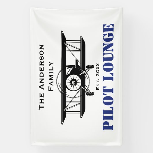 Pilot Lounge Cool Airplane Aviation Gepersonalisee Spandoek (Verticaal)